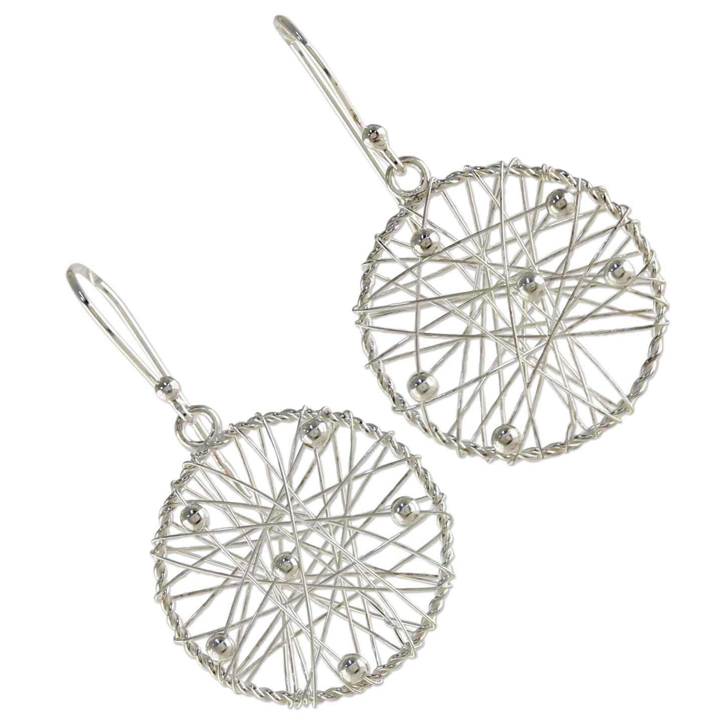 Good Dream Sterling Silver Round Dangle Earrings from Thailand