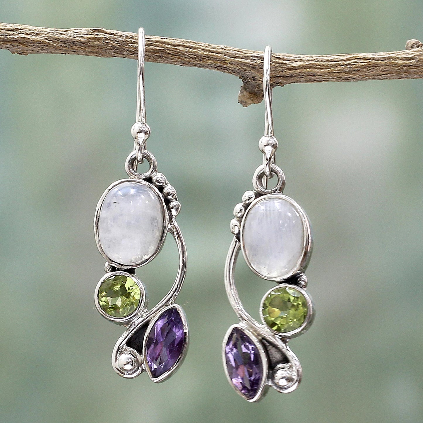 Natural Glamour Rainbow Moonstone Earrings