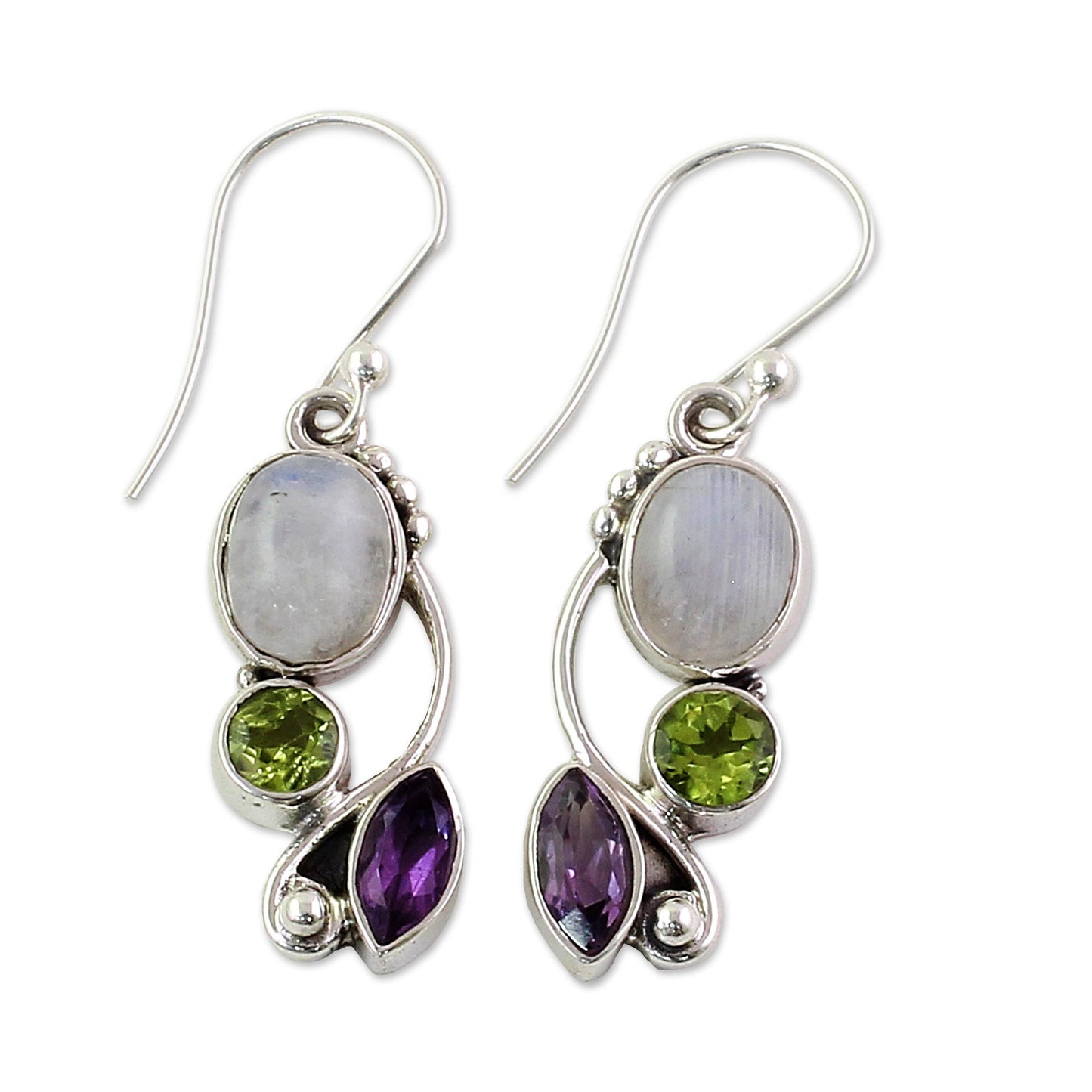 Natural Glamour Rainbow Moonstone Earrings