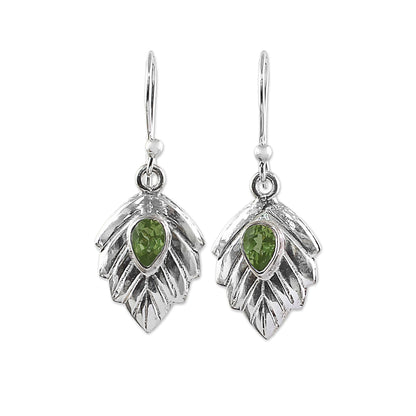 Gleaming Leaves Peridot Dangle Earrings