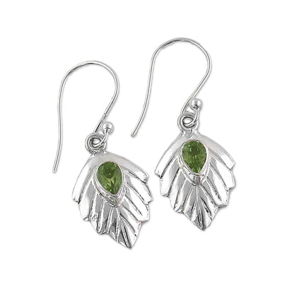 Gleaming Leaves Peridot Dangle Earrings