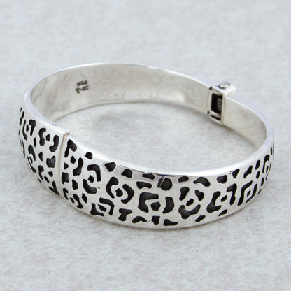 Jaguar Path 925 Taxco Silver Jaguar Bangle Bracelet Handmade in Mexico