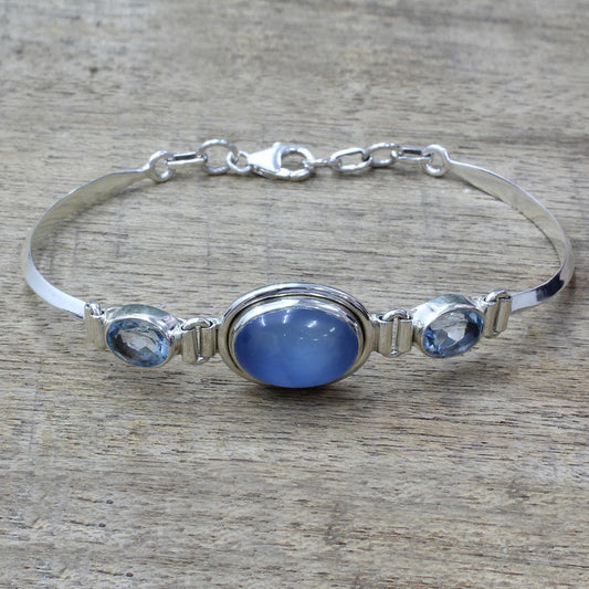 Shining Blue Chalcedony & Topaz Bracelet