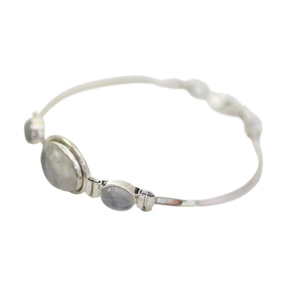 Icy Surface Rainbow Moonstone Pendant Bracelet