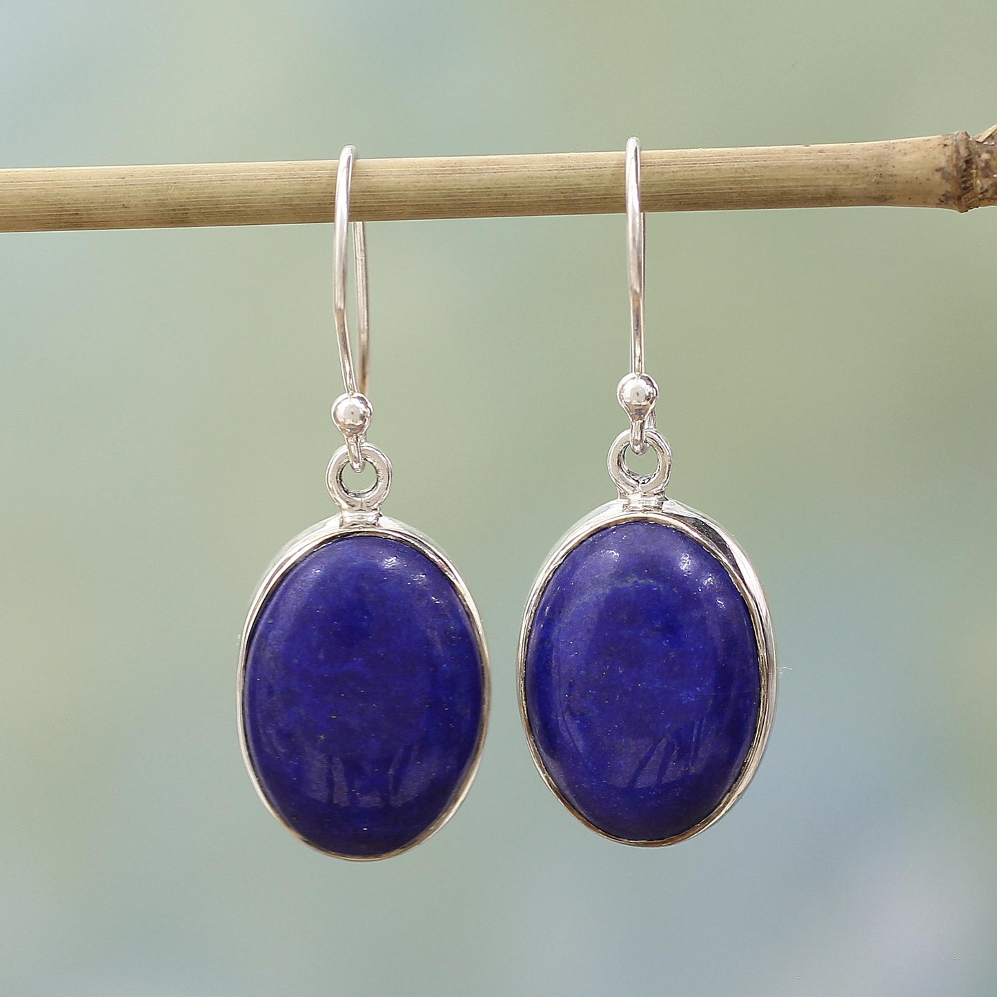 Oval Seas Lapis Lazuli Dangle Earrings