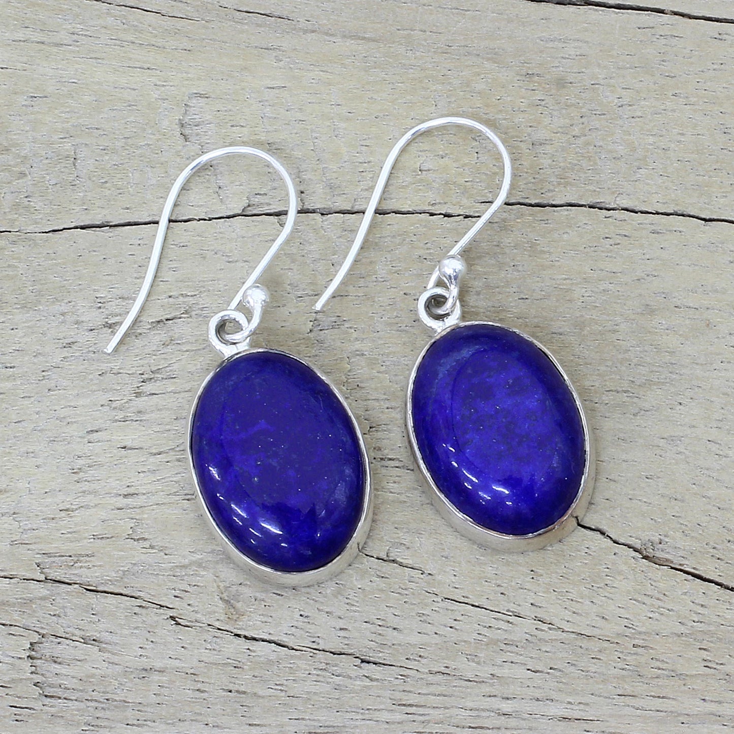Oval Seas Lapis Lazuli Dangle Earrings