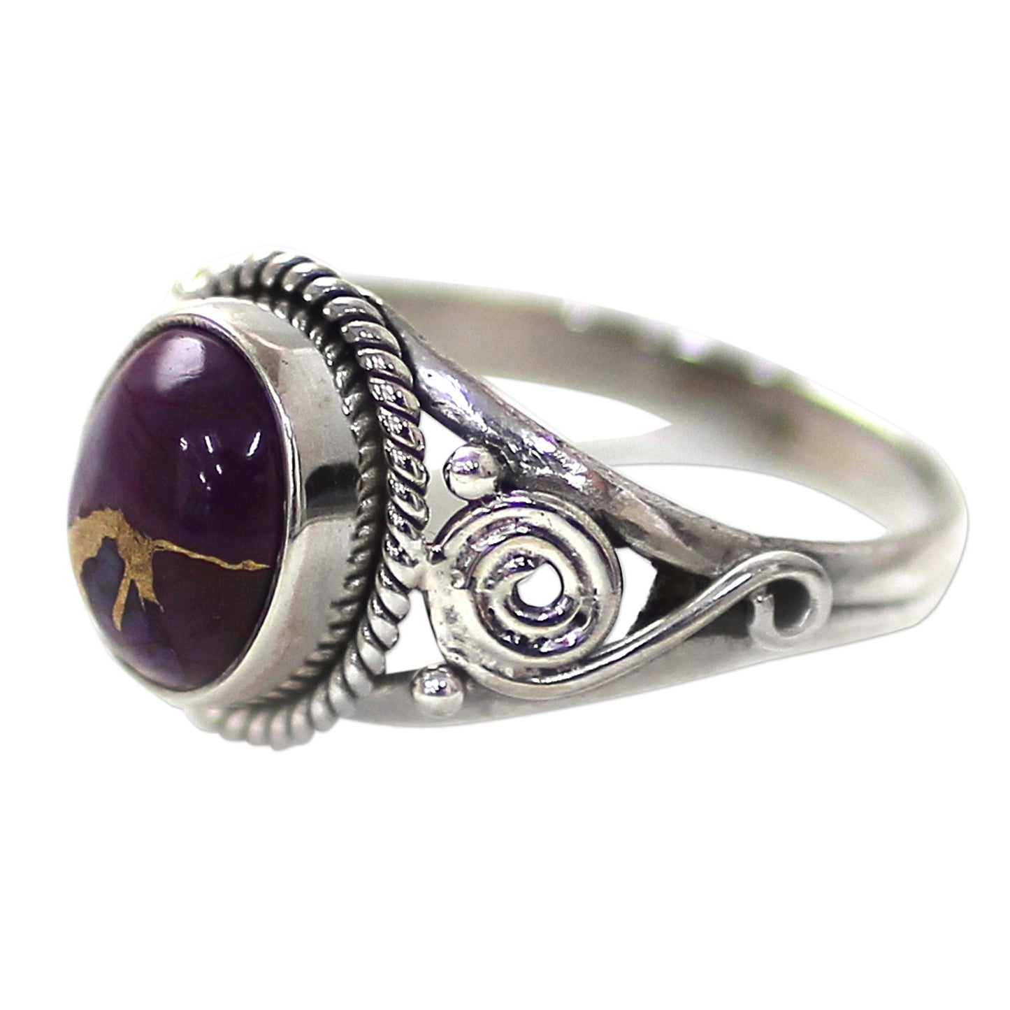 Purple Attunement Silver Purple Composite Turquoise Cocktail Ring India