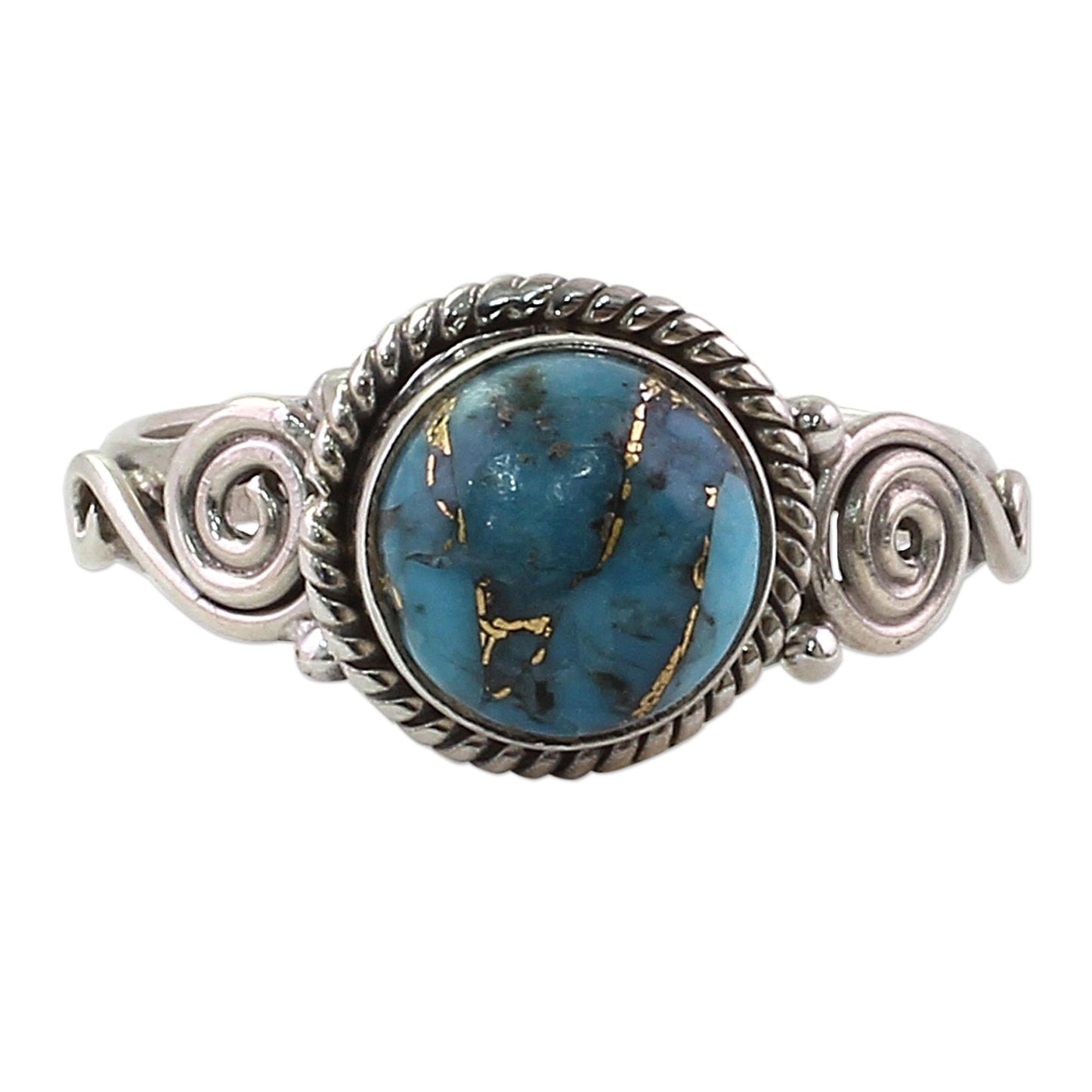 Blue Attunement Sterling Silver and Blue Composite Turquoise Cocktail Ring