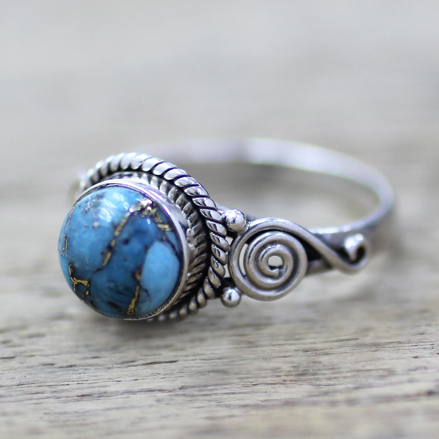 Blue Attunement Sterling Silver and Blue Composite Turquoise Cocktail Ring