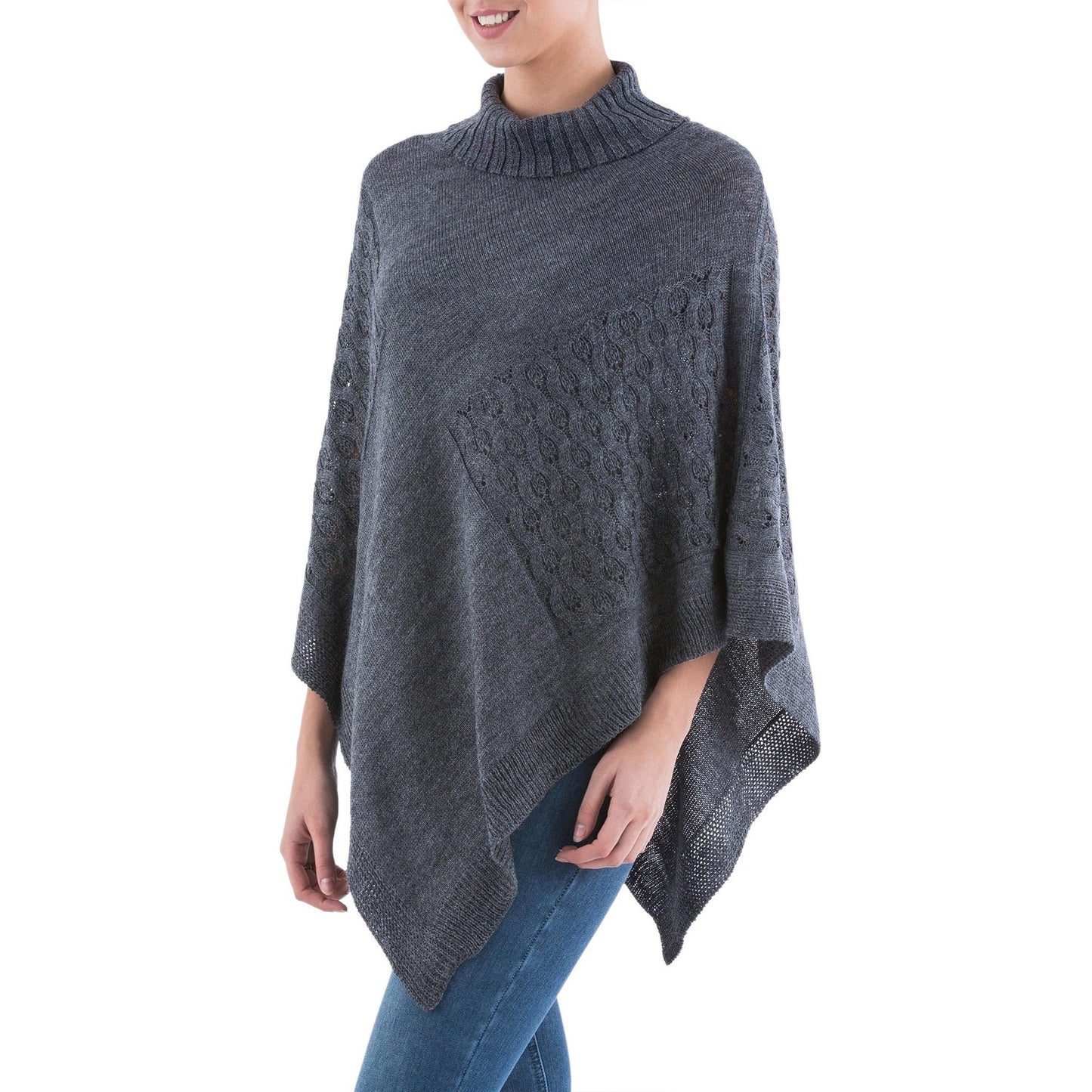 Grey Knit Poncho