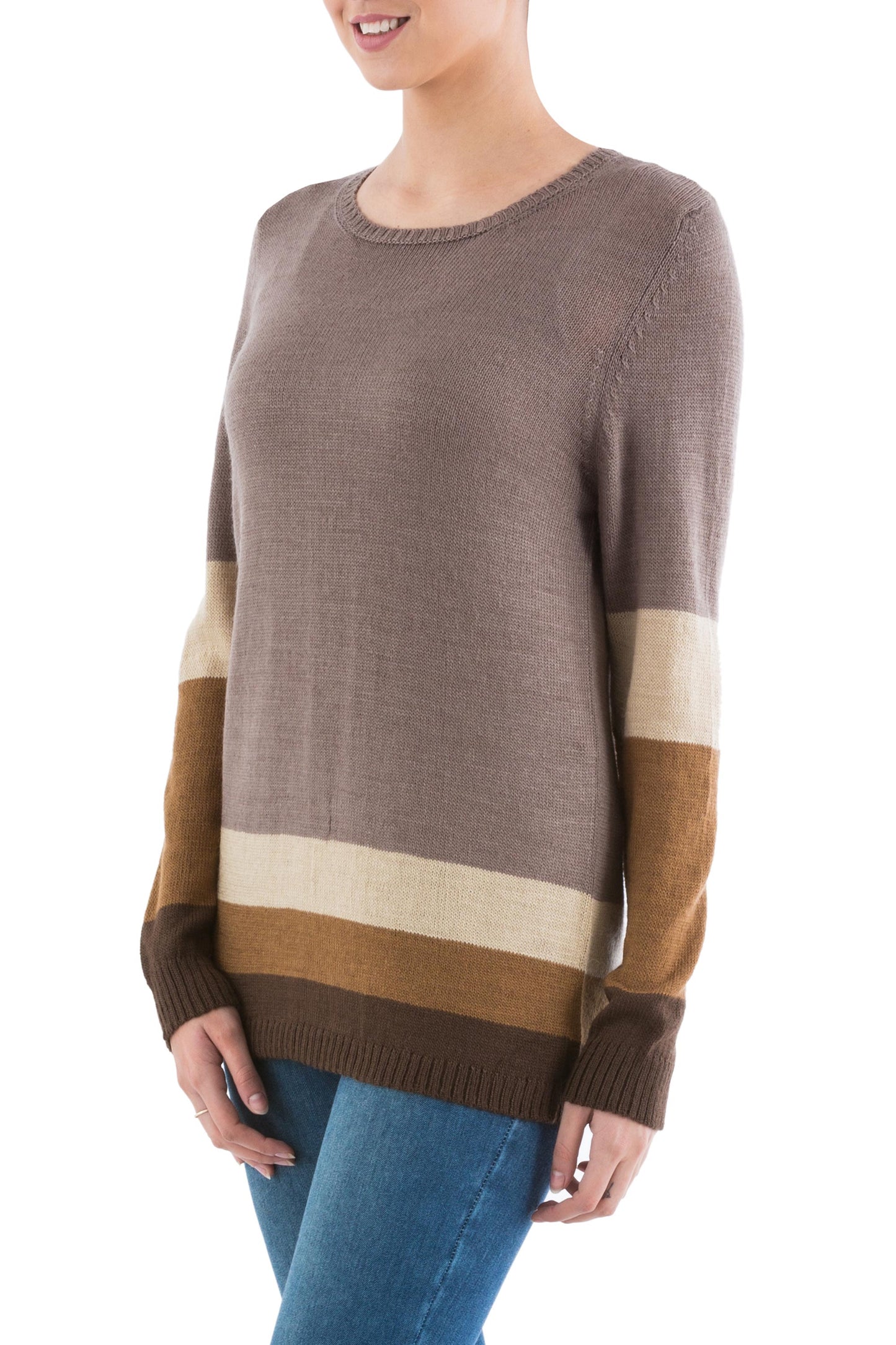 Imagine in Brown Striped Pullover Sweater