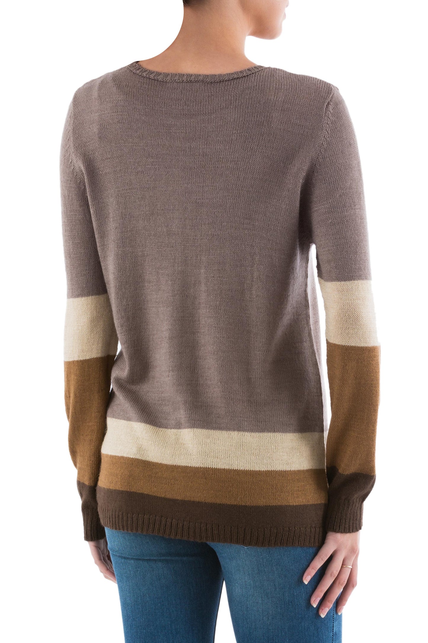 Imagine in Brown Striped Pullover Sweater