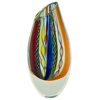 Carnival Color Fantasy Hand Blown Glass Vase