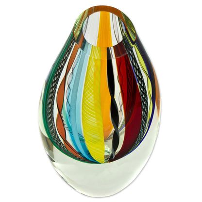 Carnival Color Fantasy Hand Blown Glass Vase