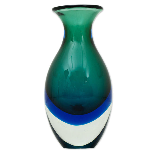 Rain Drop Brazilian Hand Blown Murano Inspired Art Glass Vase