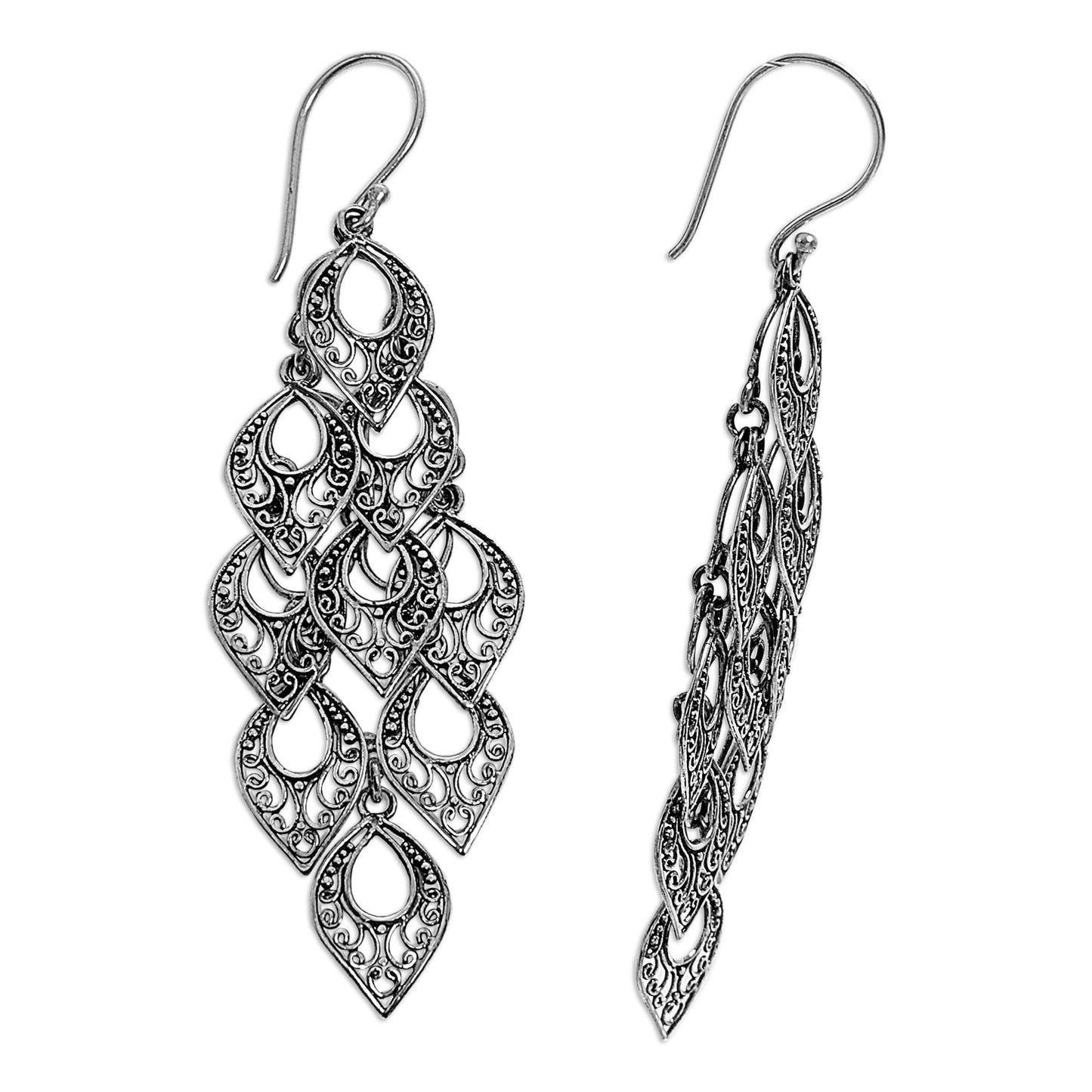 Bali Rain Hand Made Sterling Silver Dangle Earring from Indonesia