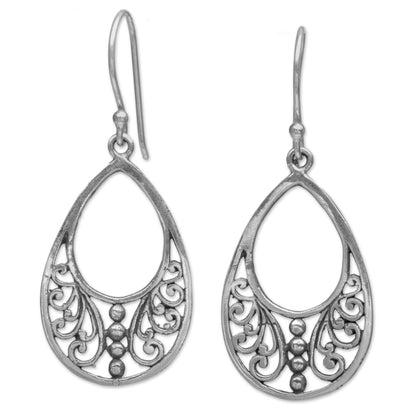 Young Beauty Sterling Silver Openwork Dangle Earrings from Indonesia