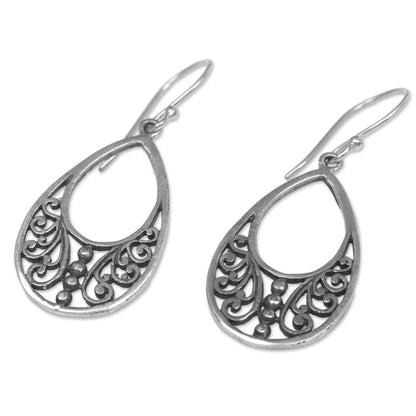 Young Beauty Sterling Silver Openwork Dangle Earrings from Indonesia