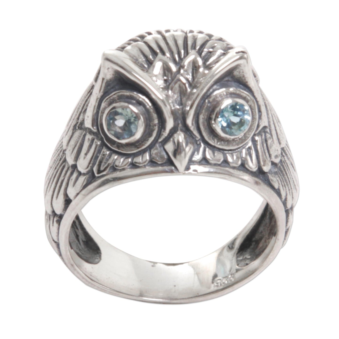 NOVICA  Blue Topaz .925 Sterling Silver Ring 'Night Watcher in Blue'