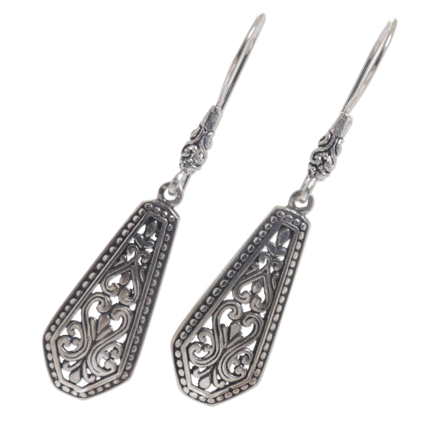 Dayak Beauty Sterling Silver Shield Dangle Earrings from Indonesia