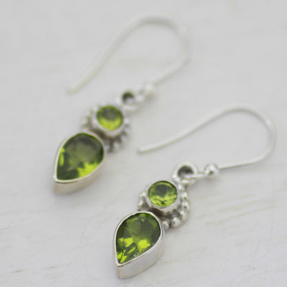 Forest Sparkle Peridot and Sterling Silver Dangle Earrings from India