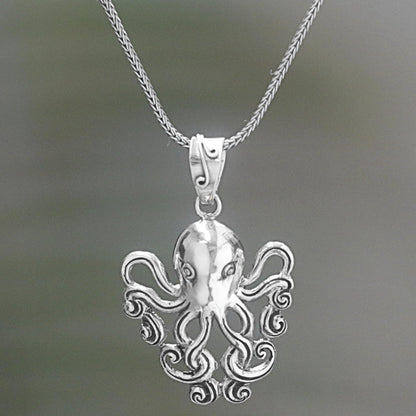 Octopus of the Deep Sterling Pendant Necklace