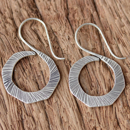 Striped Swan Thai Silver Drop Earrings in Geometric Shape for Women