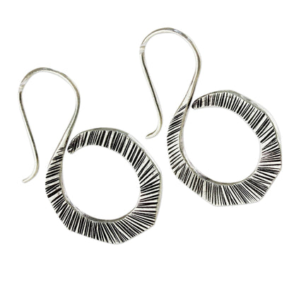 Striped Swan Thai Silver Drop Earrings in Geometric Shape for Women