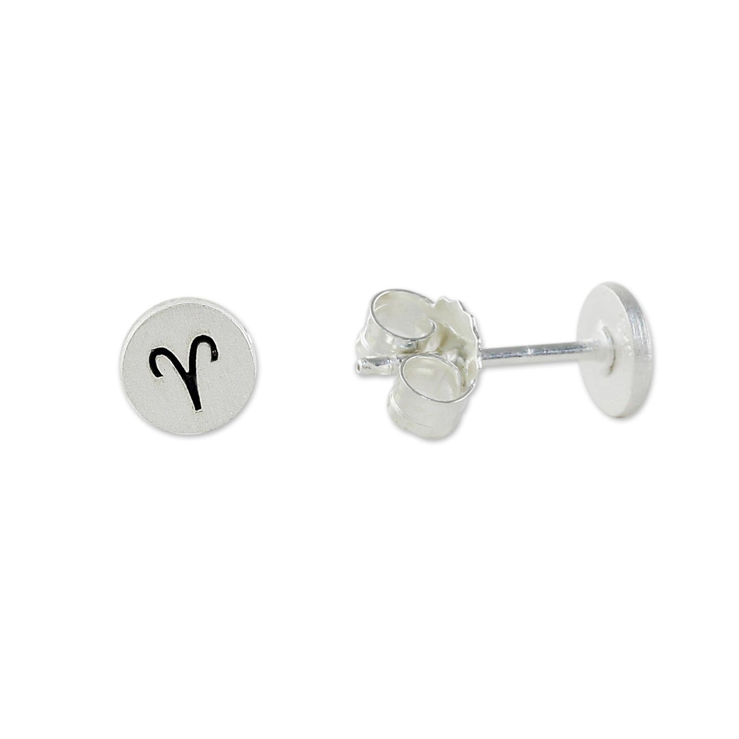 Satin Aries Sterling Silver Aries Stud Earrings from Thailand