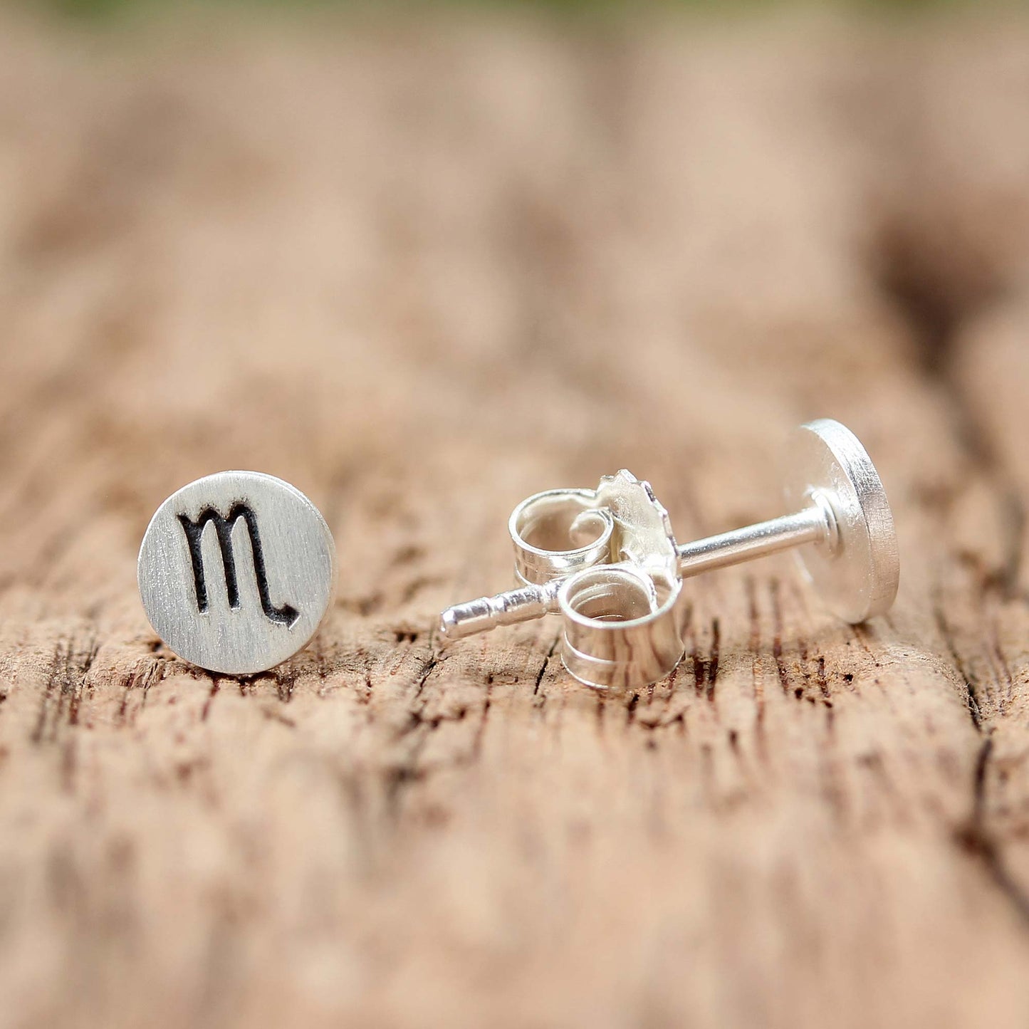 Satin Scorpio Sterling Silver Scorpio Stud Earrings from Thailand