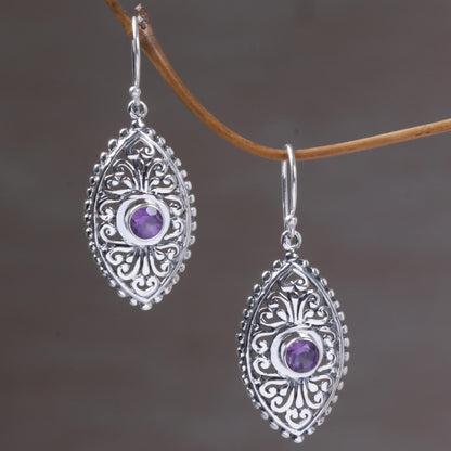 Wonderful Bali in Purple Indonesian Sterling Silver and Amethyst Dangle Earrings