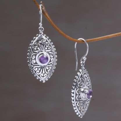 Wonderful Bali in Purple Indonesian Sterling Silver and Amethyst Dangle Earrings