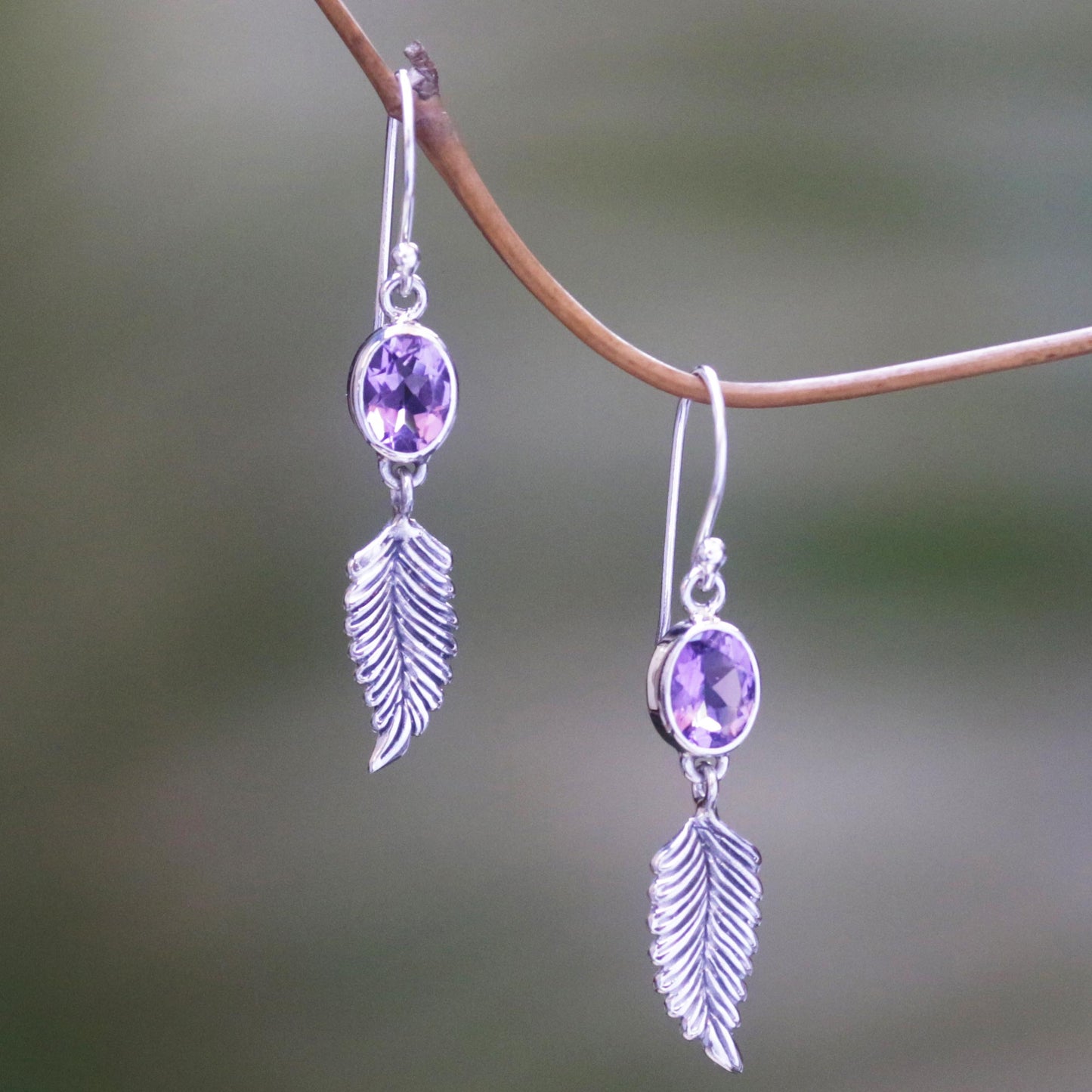 Passionate Hope Handmade Sterling Silver and Amethyst Dangle Earrings