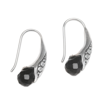 Midnight Spell Handcrafted Sterling Silver Onyx Drop Earrings Indonesia