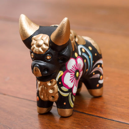 Little Black Pucara Bull Figurine