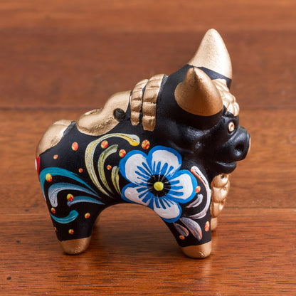 Little Black Pucara Bull Figurine