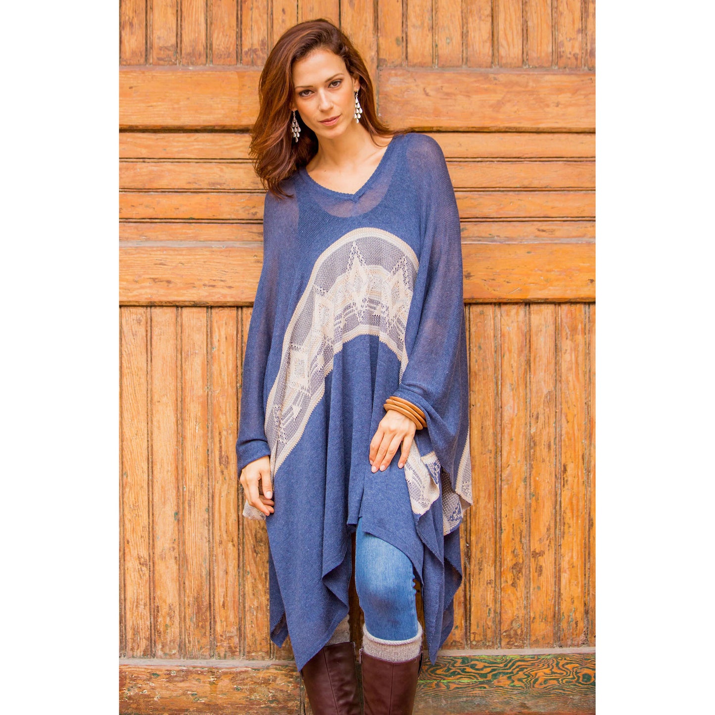 Inca Striped Woven Poncho