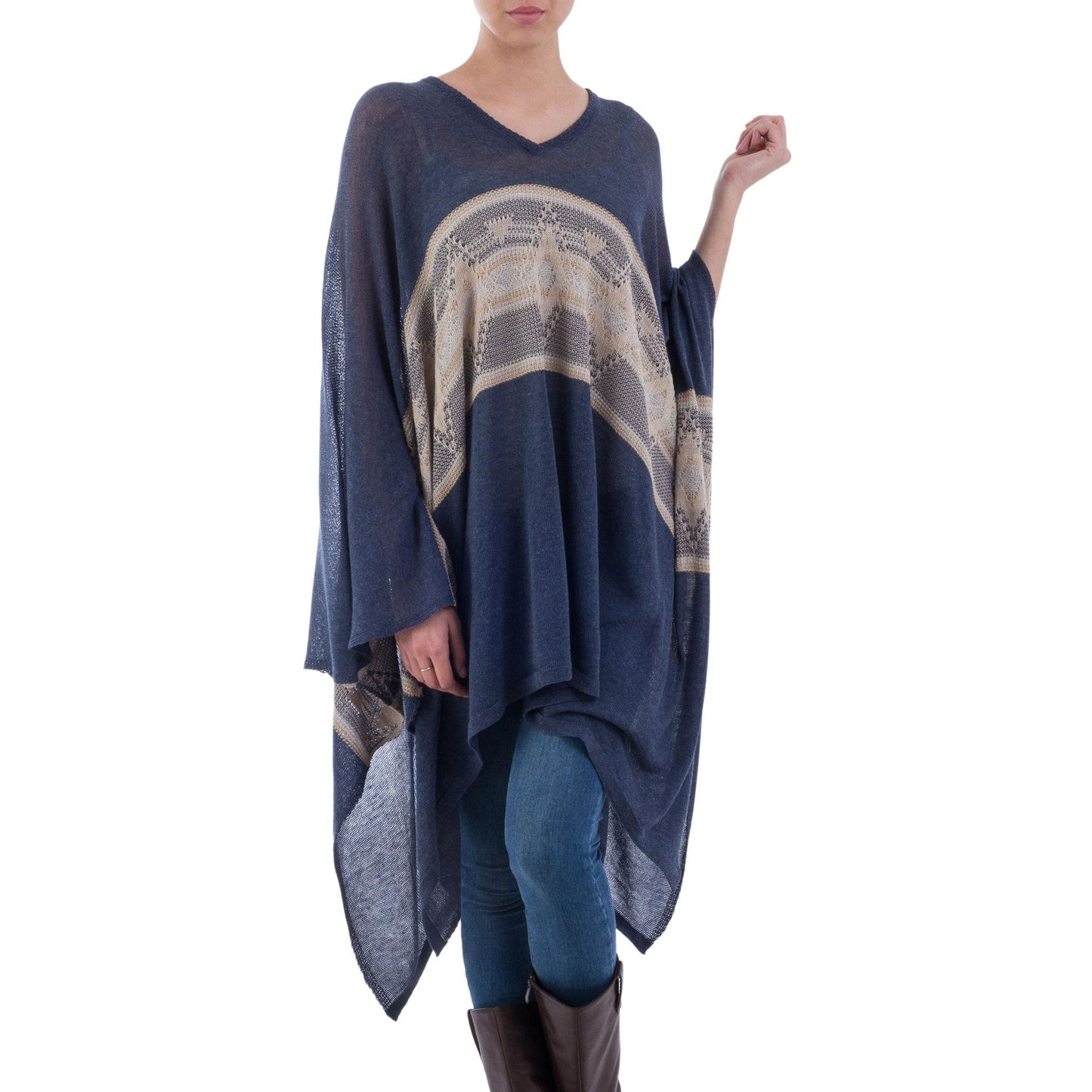 Inca Striped Woven Poncho