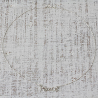 Peace Mantra Silver Pendant Necklace