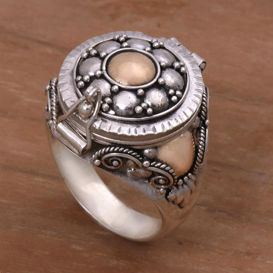 Shining Secrets Gold Accented Sterling Silver Locket Ring from Indonesia