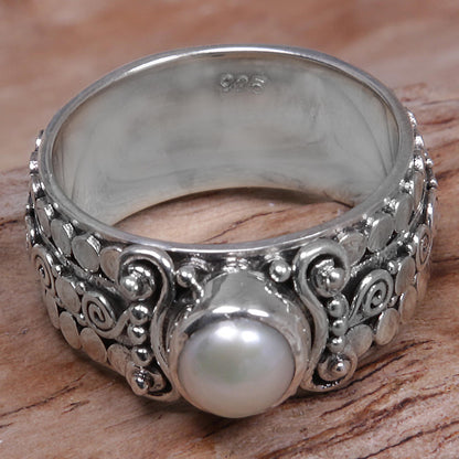 Swirling Serenity Cultured Pearl Single-Stone Ring from Indonesia