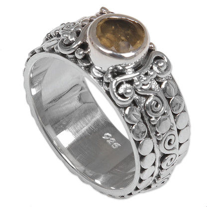 Swirling Serenity Citrine and Sterling Silver Single-Stone Ring from Indonesia