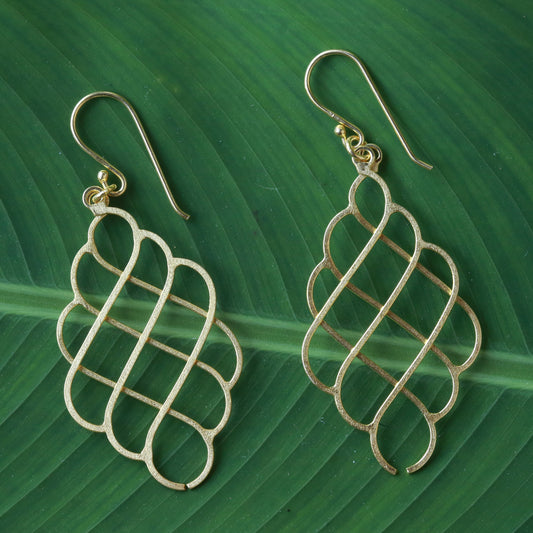 Golden Shining Sea Thai Gold Plated Sterling Silver Layered Dangle Earrings