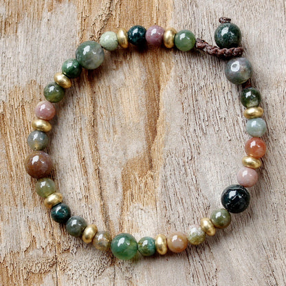 Agate Brass Beaded Bracelet