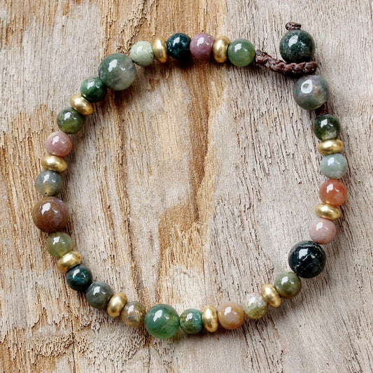 Agate Brass Beaded Bracelet