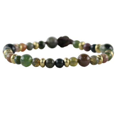 Agate Brass Beaded Bracelet