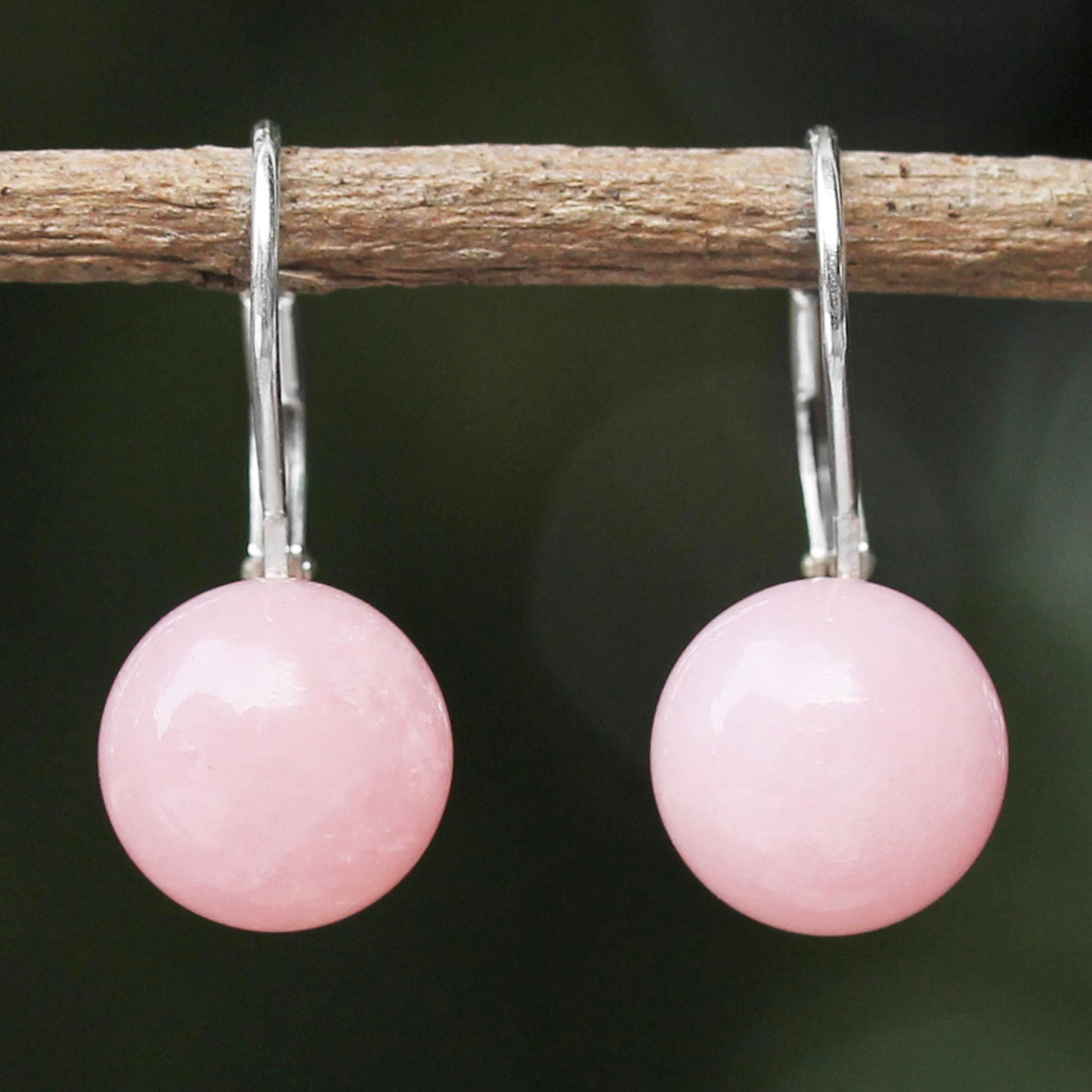 Pure Rose Quartz & Silver Drop Earrings