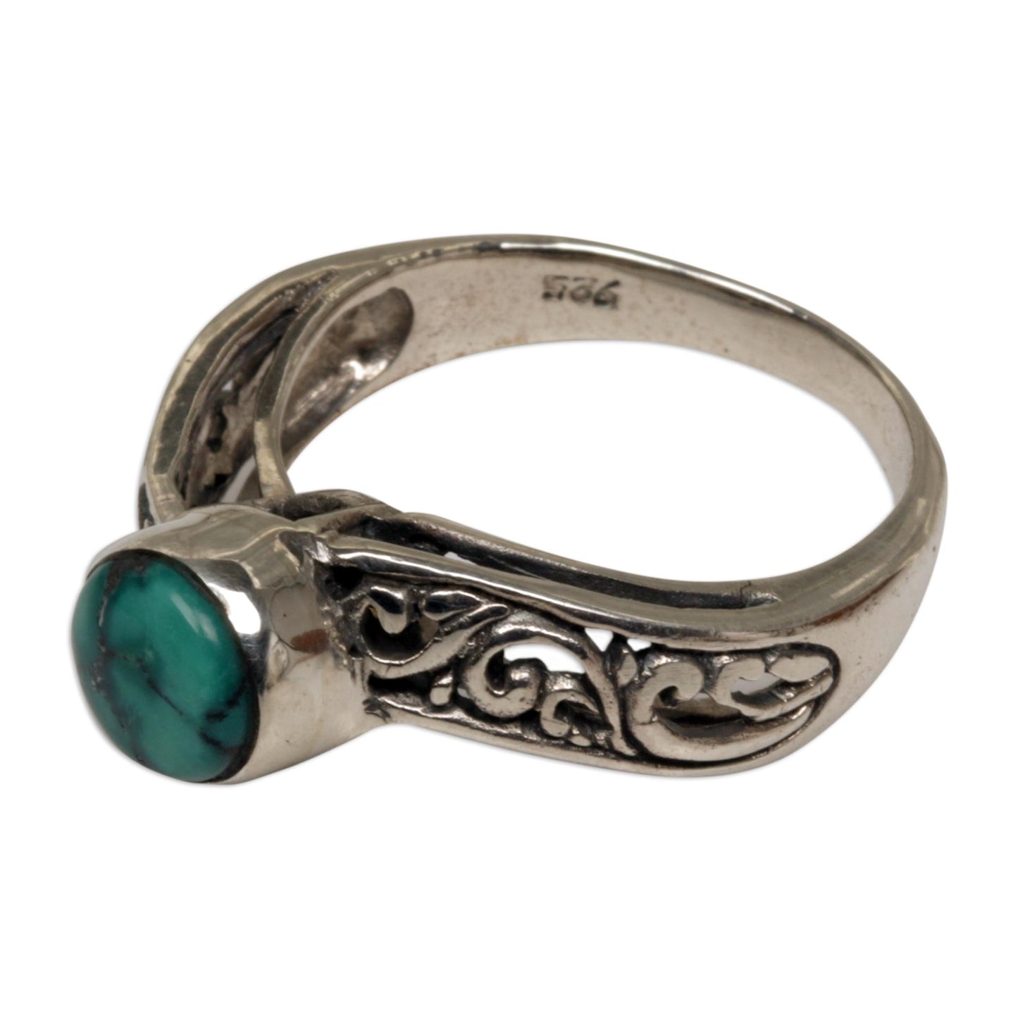Bali Vines Reconstituted Turquoise Single Stone Ring from Indonesia