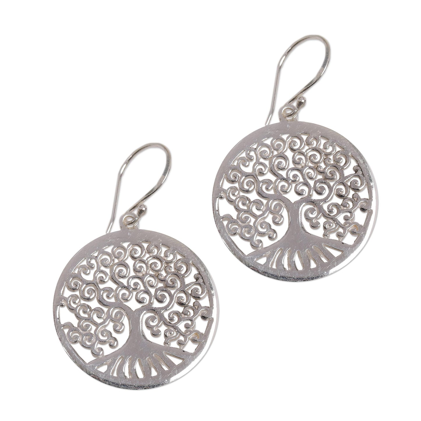 Delightful Trees Sterling Silver Tree Shaped Dangle Earrings from Indonesia