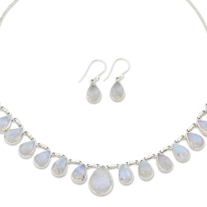 Lovely Morning Moonstone & Silver Jewelry Set